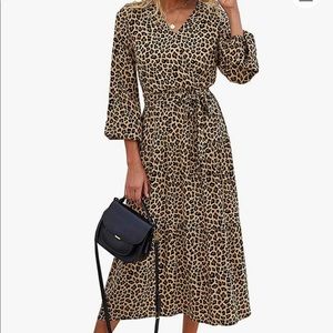 Never worn cheetah midi dress small flowy